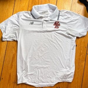 New Balance White Polo Shirt with Red Logo